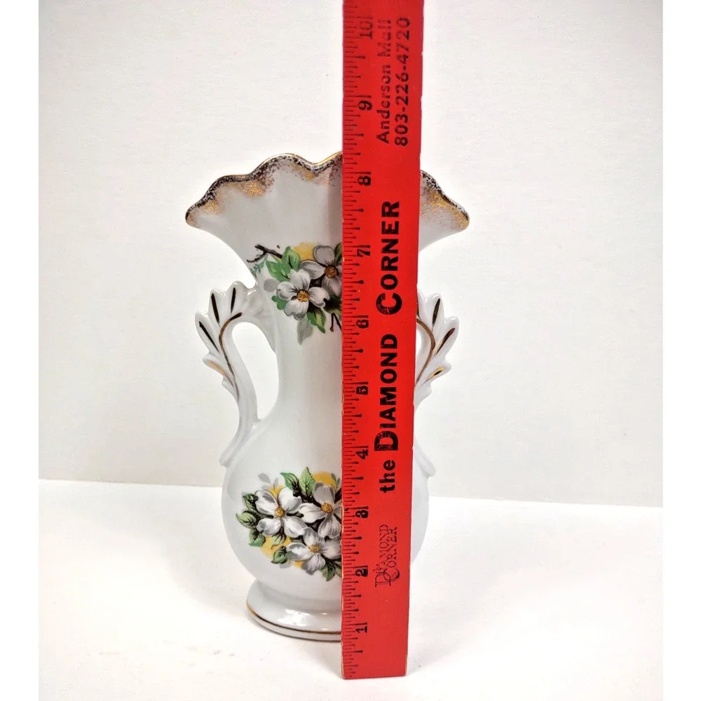 Vintage Ucagco Ceramics Japan Vase Gilt Handles 8.5